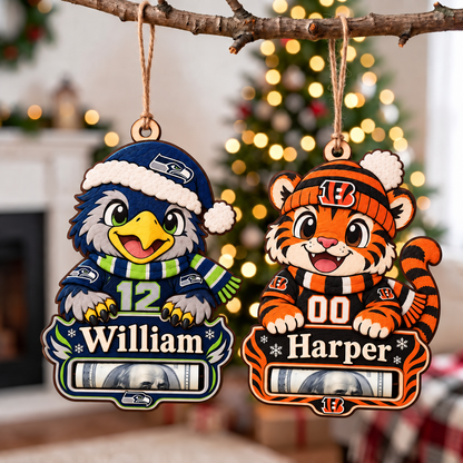 Personalized Custom America Football Team, Name & Number Money Holder Ornament – Custom Name Wooden Holiday Gift
