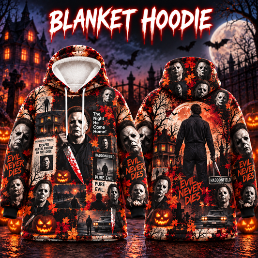 Halloween Michael Myers AOP Blanket Hoodie
