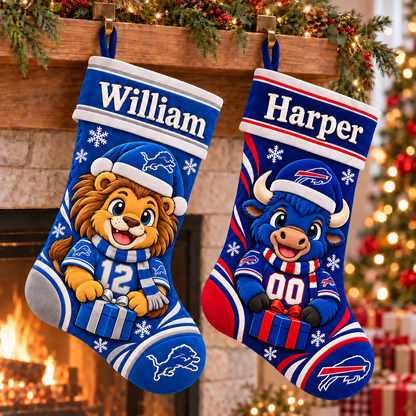 Personalized America Football Custom Team, Name & Number Christmas Stocking