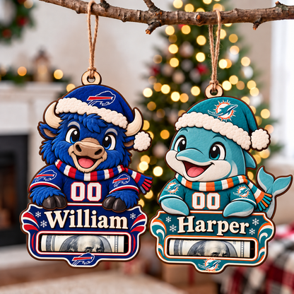 Personalized Custom America Football Team, Name & Number Money Holder Ornament – Custom Name Wooden Holiday Gift