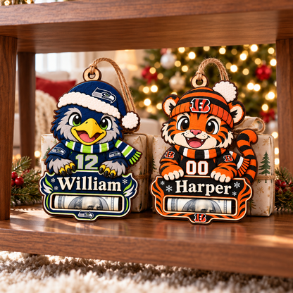 Personalized Custom America Football Team, Name & Number Money Holder Ornament – Custom Name Wooden Holiday Gift