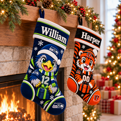 Personalized America Football Custom Team, Name & Number Christmas Stocking