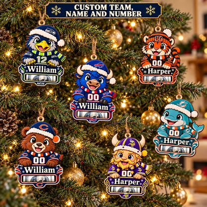Personalized Custom America Football Team, Name & Number Money Holder Ornament – Custom Name Wooden Holiday Gift