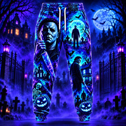 Halloween Neon Michael Myers AOP T-Shirt Sweatshirt Hoodie